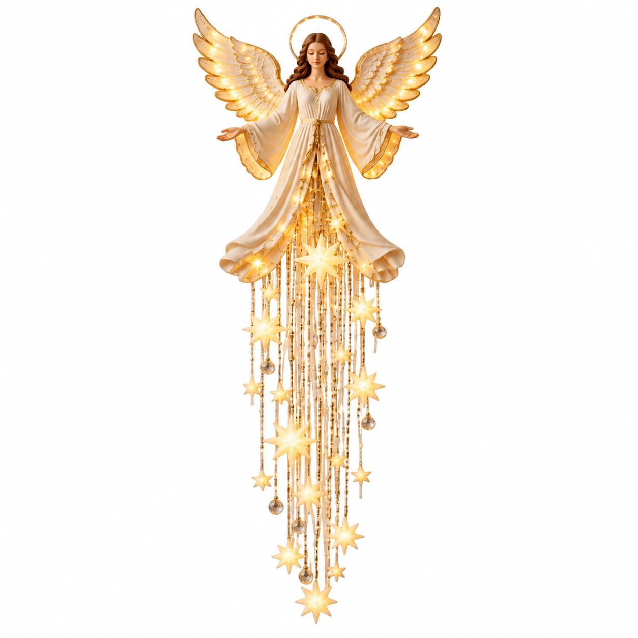 Christmas Lights Up Angel Wall Decoration LED Hanging Ornament 60cm