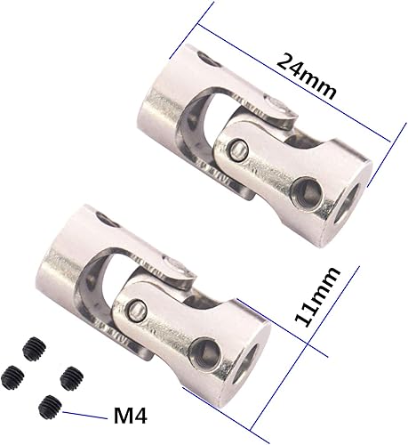 Miniatura 2 de Paquete de 5 conectores de motor de acoplamiento de junta en U universales giratorios para automóvil RC, robot, barco oruga (0.197 in a 0.197 in)