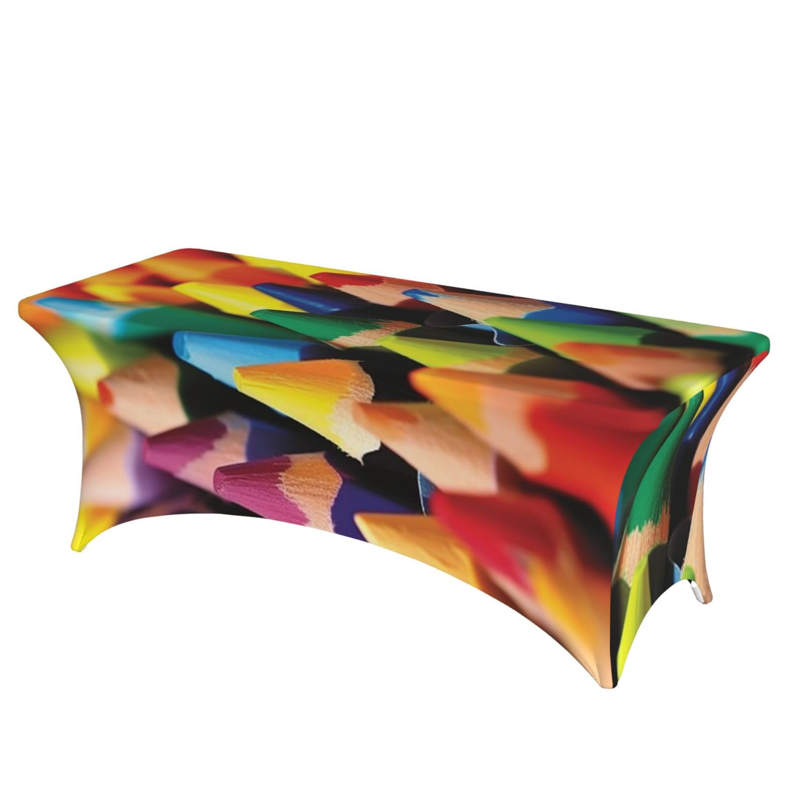 DWVTSLH 6FT Spandex Table Covers for Rectangle Tables, Wrinkle Resistant Stretch Tablecloths, Ultimate Fitted Crayons Table Cloth for Party, Wedding, Banquet