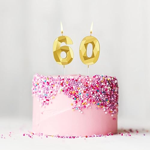 Miniatura 104 de Nuanchu Velas de cumpleaños número 21 y 12 con forma de diamante 3D, velas numéricas de feliz cumpleaños 21 para decoración de boda, fiesta Dorado