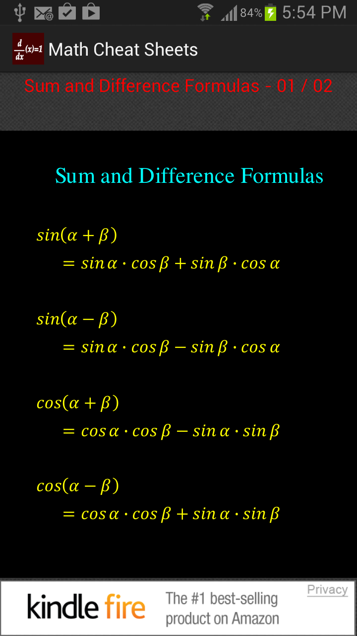 Cheat Code For Math Math Cheat Sheets - App on Amazon Appstore