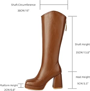 Amazon.com | XIEDA Brown Knee High Boots for Women Platform Chunky