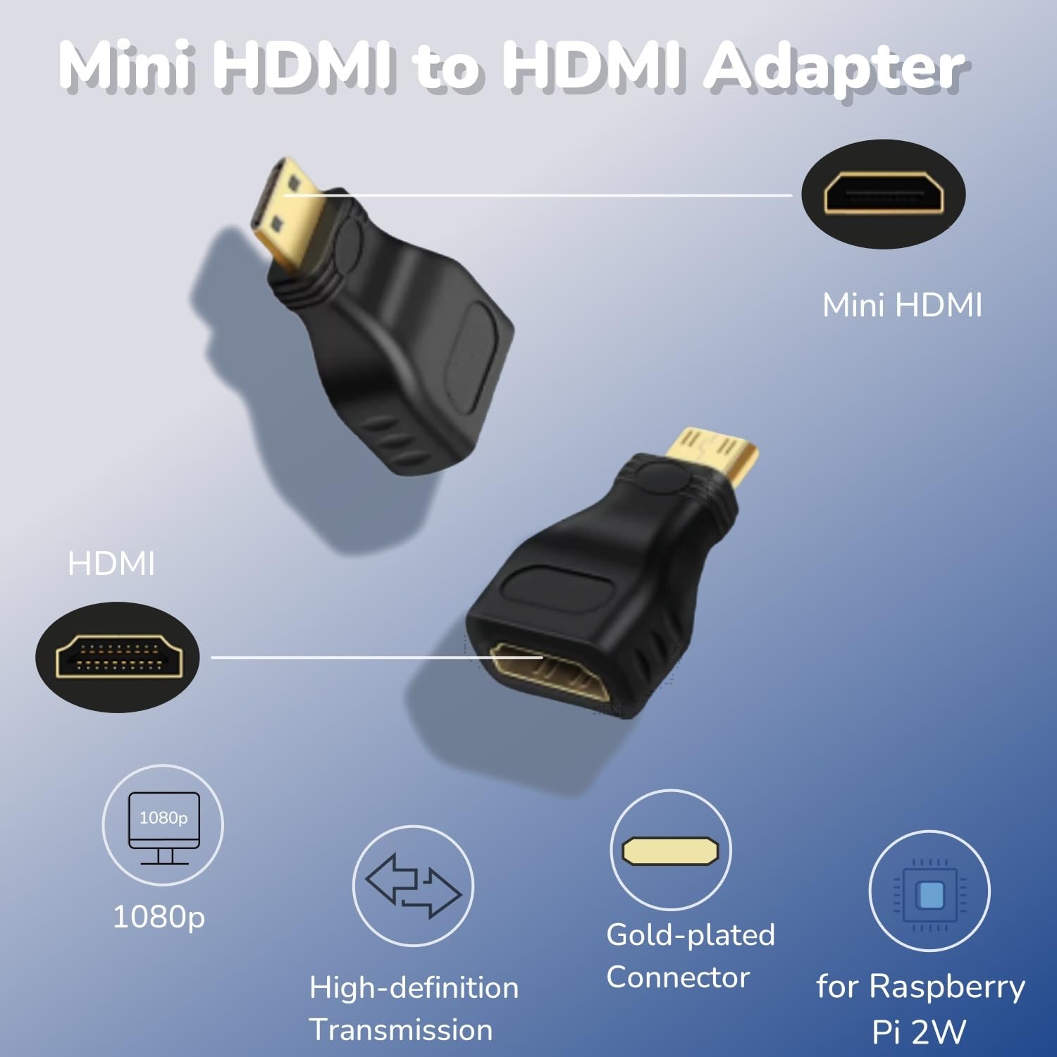 RasTech Raspberry Pi Zero - Kit de 2 W con cabezal de pin, disipador de calor de aluminio, cable micro USB OTG, adaptador mini HDMI-HDMI (con CPU de cuatro núcleos, Bluetooth 4.2, BLE, antena