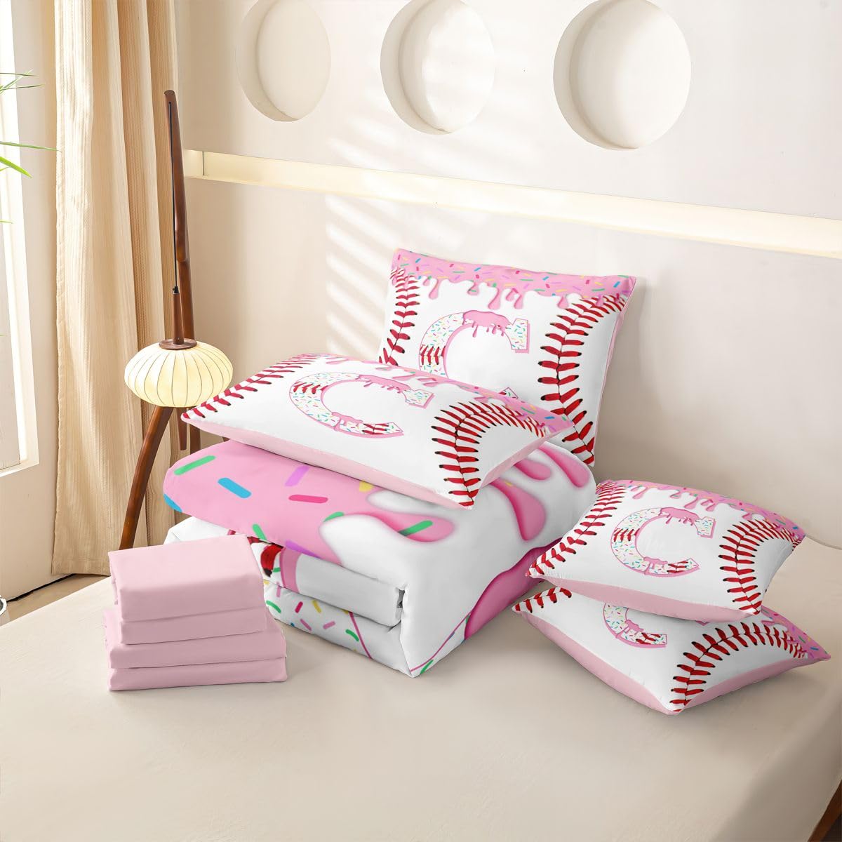 Homewish Baseball Anfangsbuchstabe C Bettwäsche 155x220 7teilig