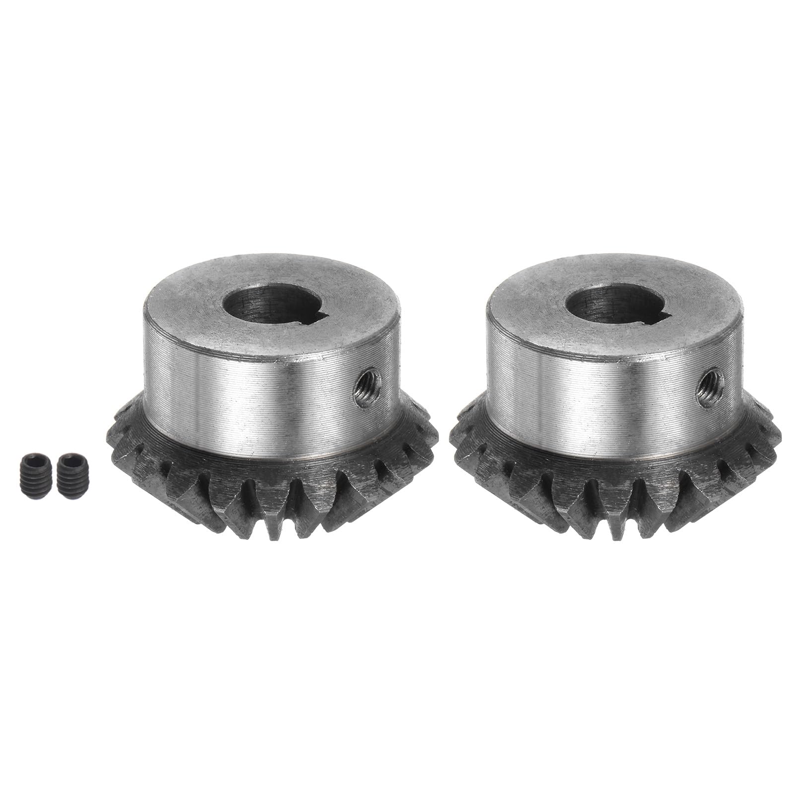HARFINGTON 2pcs Bevel Gear 2M 20 Teeth 17mm Shaft Hole 1:1 Tapered Bevel Pinion Gear 45# Steel 2 Module 90 Degree Steering Gear, for Hardware Mechanical Rotation, with 5mm Keyway
