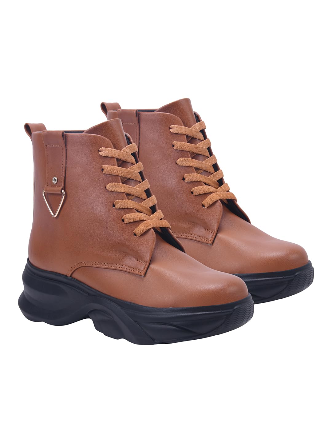 shoetopia Women’s Chunky Ankle Boots | Lace-Up & Zip Platform Boots with Buckle Detail | Comfortable Casual & Street Style Footwear-picture-38