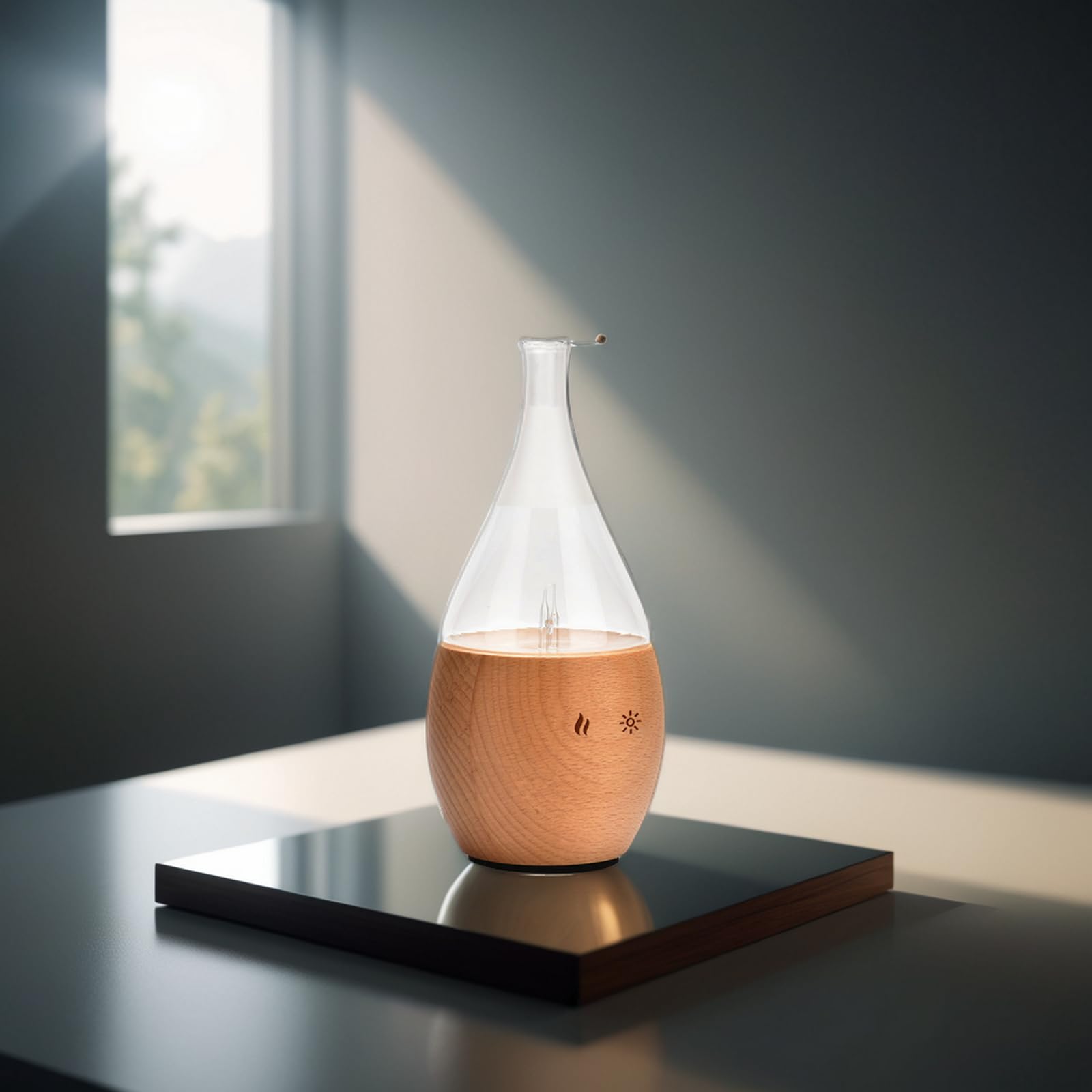Zen'Arôme - Diffuseur d'Huiles Essentielles par Nébulisation Programmable Bolea - Intensité Réglable - jusqu'à 80m² - et Éclairage LED - Diffusion à Froid pour l’Aromathérapie, Minuterie - Bois, Verre