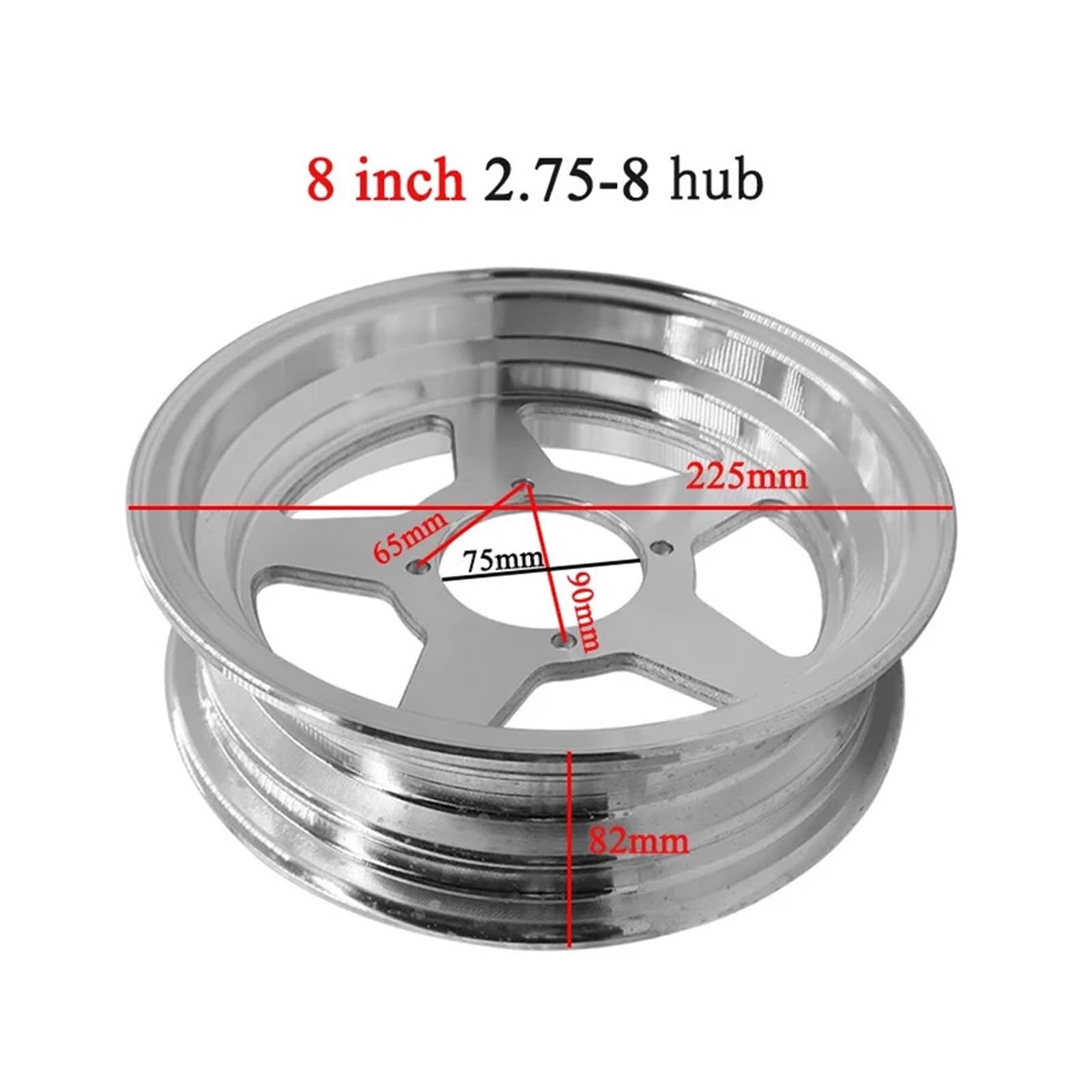 Per pneumatici per scooter anteriore rotondo nero in lega di alluminio da 8/10/12 pollici CERCHIO(3.50-12 109MM)