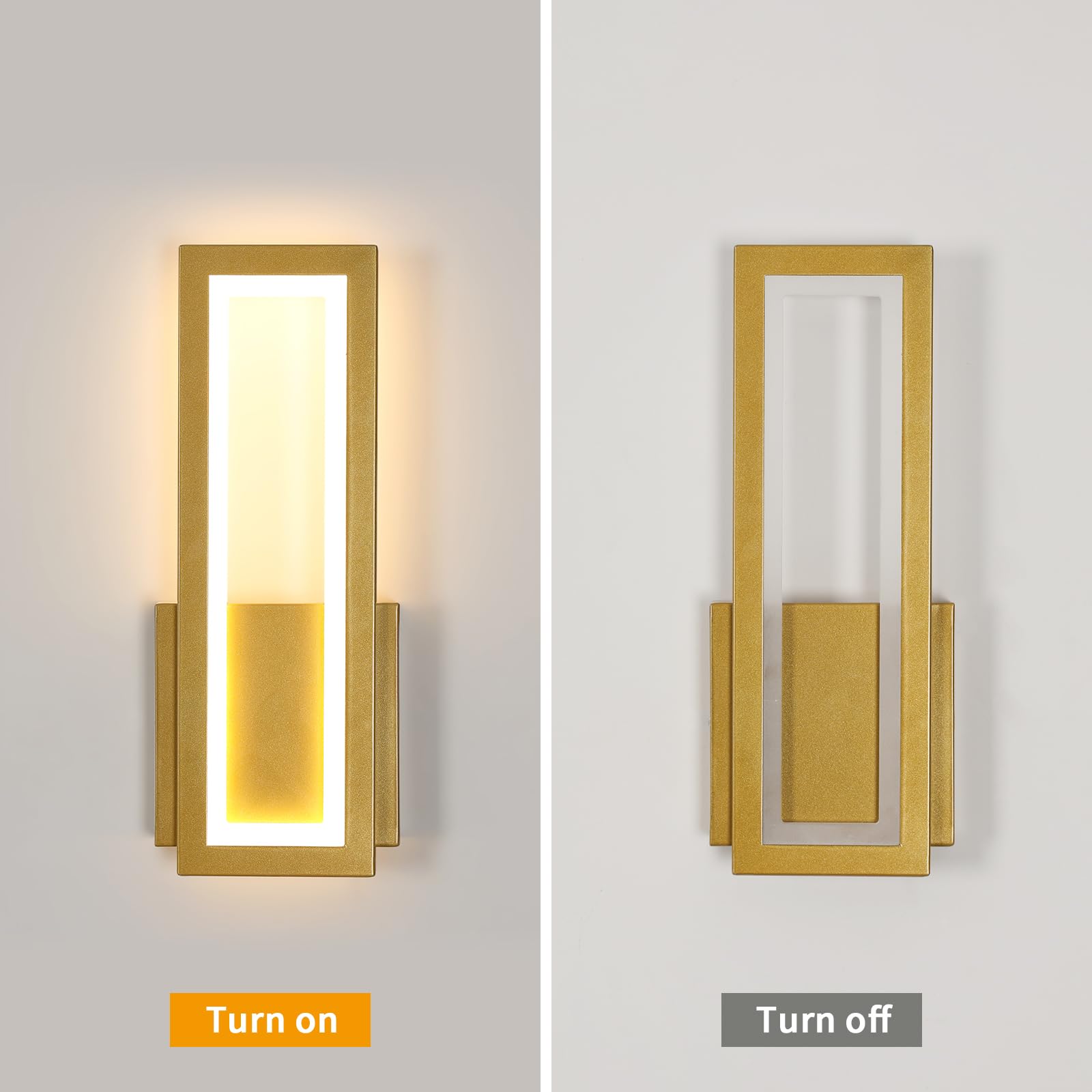 Osairous Applique LED da Parete Interno, 16W 2000LM Lampada da Parete Moderno in Acrilico, Lampada a Muro Oro Corridoio Luce Calda 3000K per Soggiorno, Camera da Letto, Studio, Balcone, 32CM