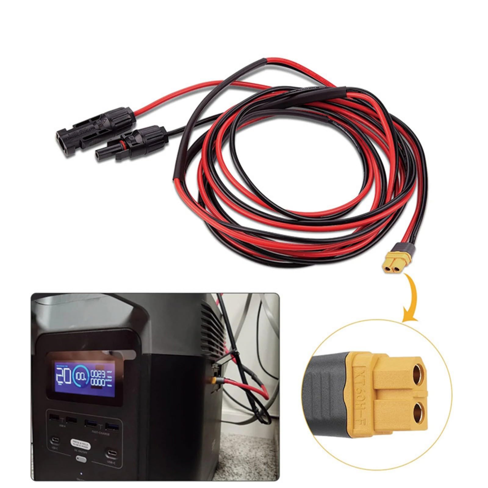 Hochwertige 14AWG Adapterkabel für Solarmodule, PVC Isolierung, großer Temperaturbereich von 10 °C bis 105 °C Schwerer Verbindungsdraht für Solarmodule