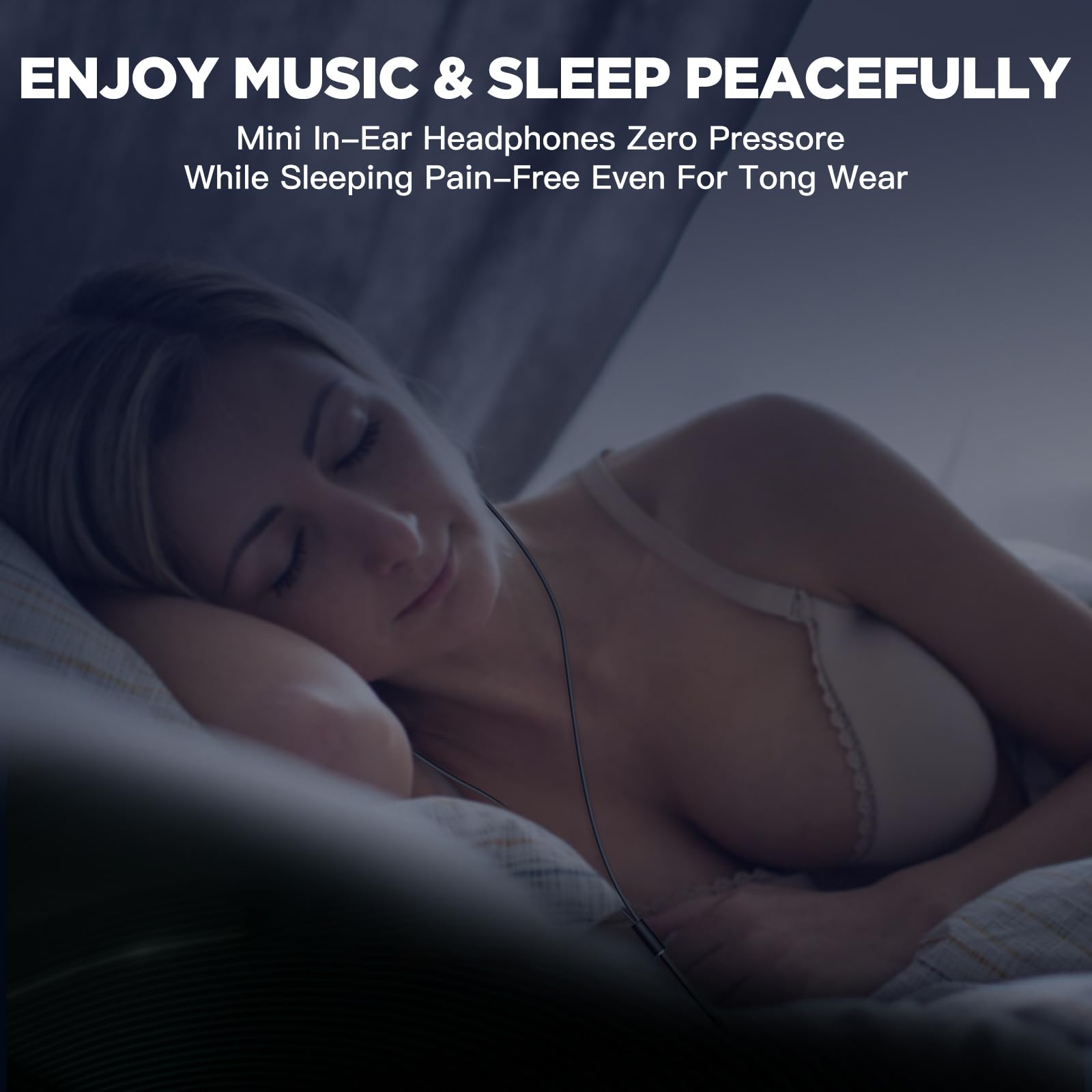 Écouteurs de sommeil filaires USB-C pour dormeurs latéraux avec écouteurs légers en silicone discret, réduction du bruit, microphone intégré et commandes de volume (USB de type C)