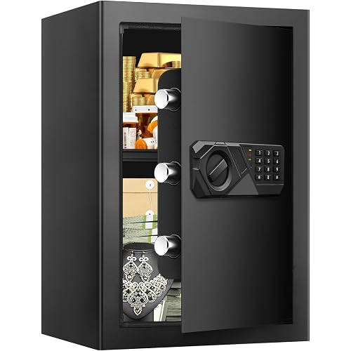 3.4 Cubic Feet Large Safes for Home Use Fire and Water proof, Digital Security Safe with Key and Combination, Home Safes Water and Fireproof for Firearm Medicine Money Valuables