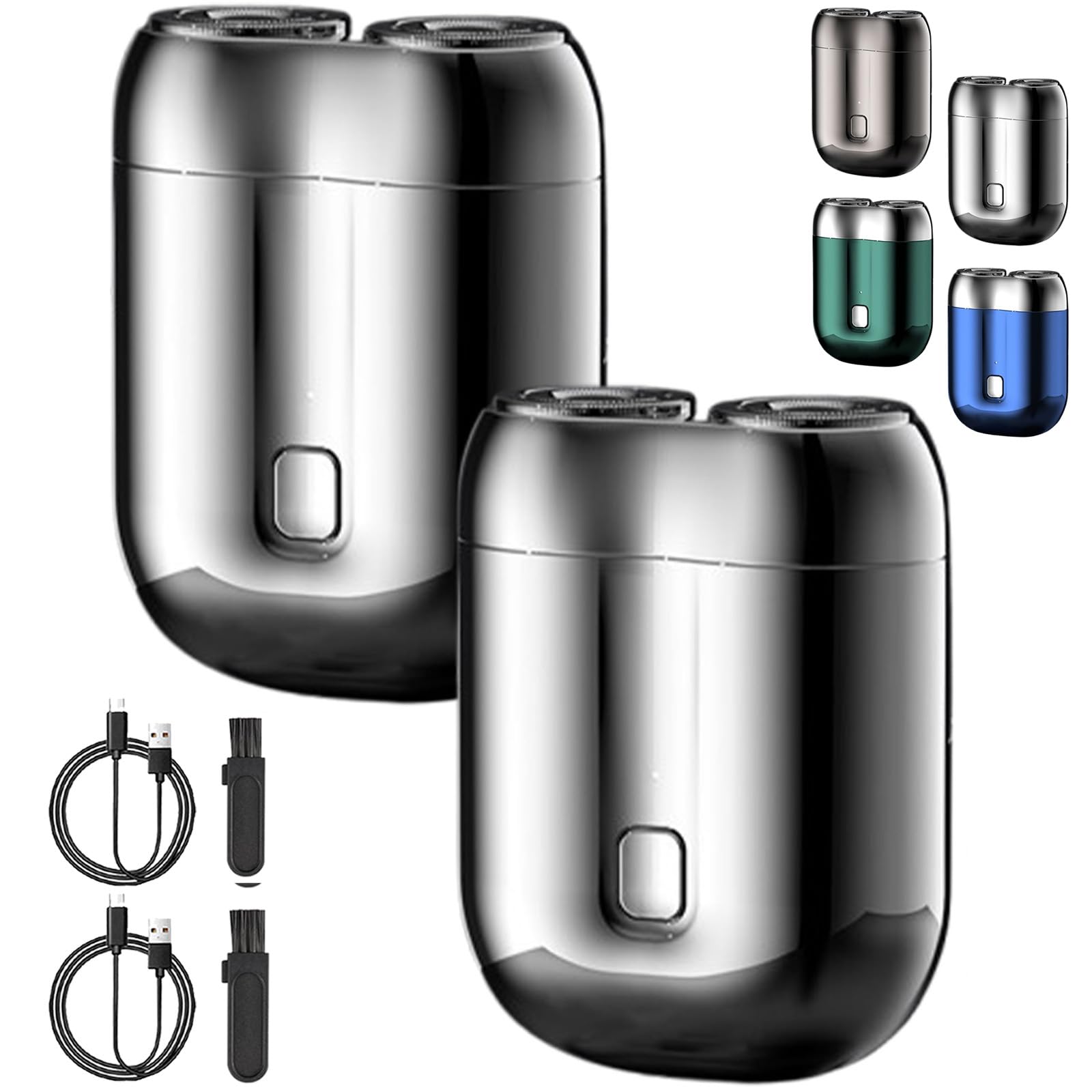 Pocket Shaver USB Mini Shavers for Men, 2025 New Upgrade Pocket Shaver USB Mini Shavers for Men, New Model Portable Rechargeable Dual-Head Wet and Dry Electric Razor (Silver+Silver)