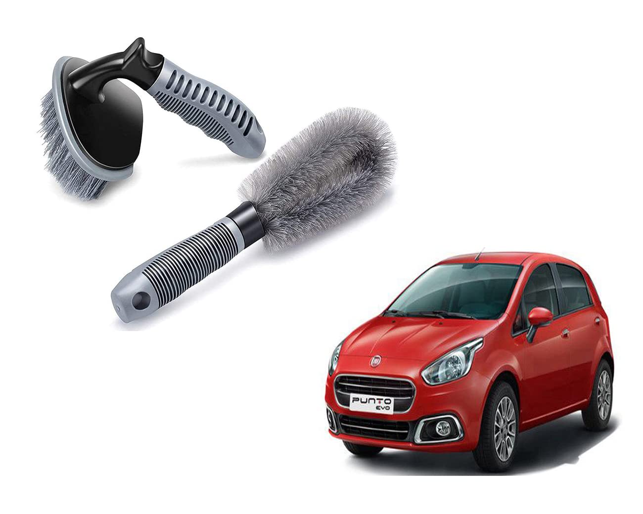 ABS 2 Pieces Wheel Tire Brush Set for Cleaning Wheels, Rim Cleaner for Fiat Punto Evo-image-20