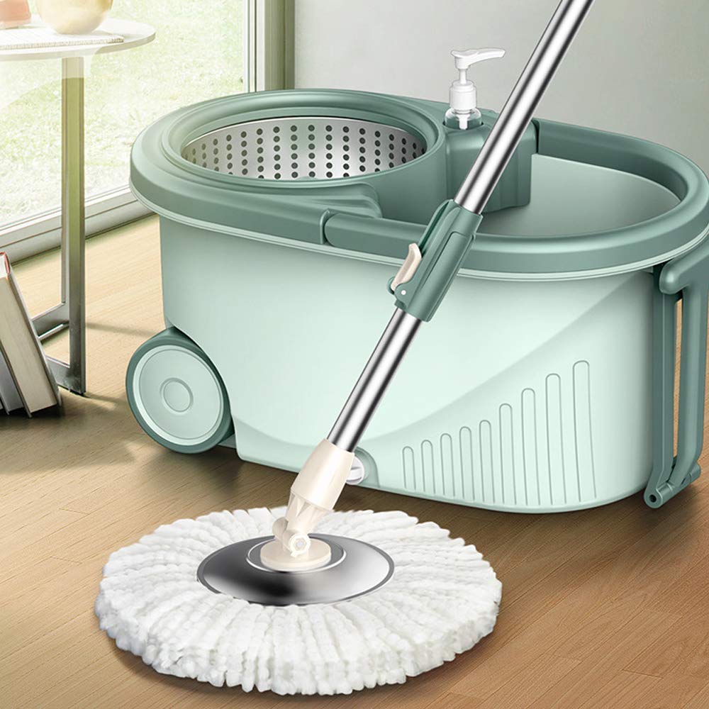 360 Grados de rotación de la Cabeza y los Trajes de algodón de Cubo para fregona de microfibras Verde Nórdica 24.5cm los 46.5cm * 28cm *