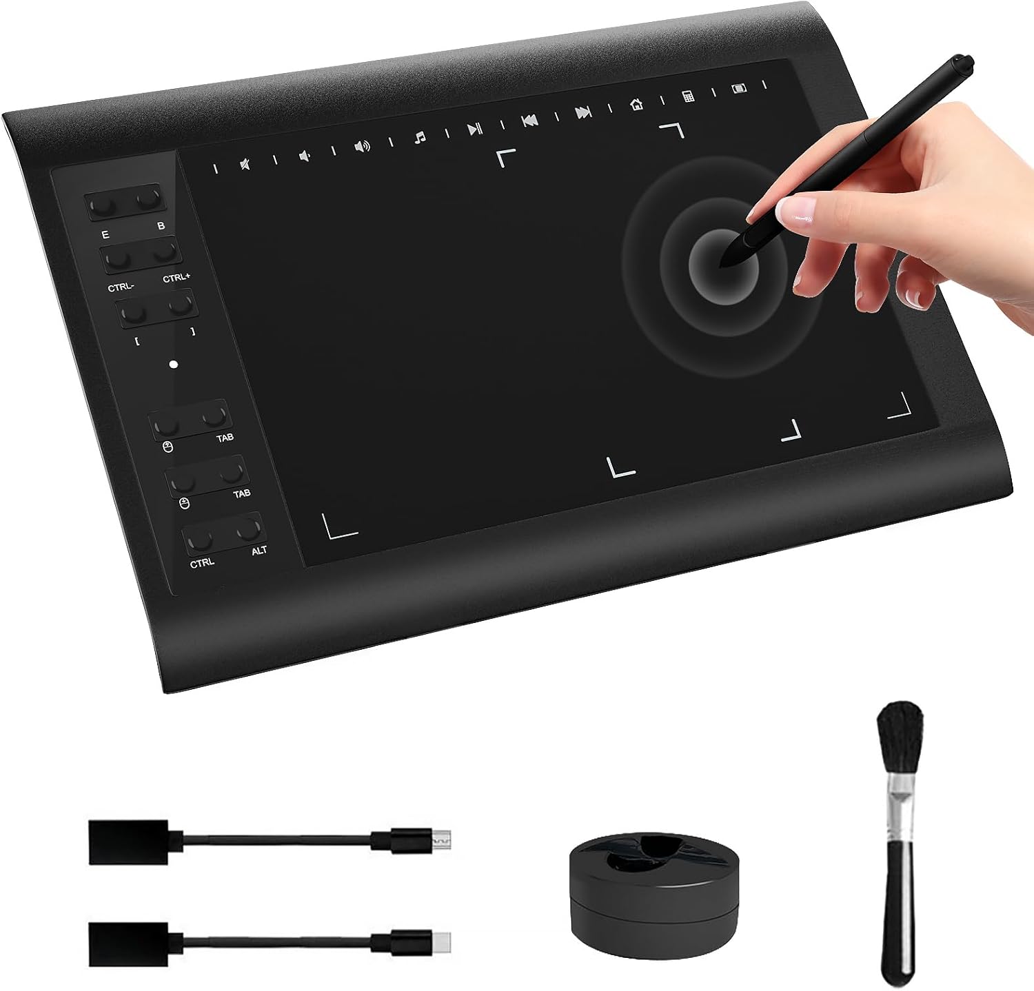 Graphics Drawing Tablet, 10×6 Inch Graphic Tablets with 8192 Level Pen,12 Hot Keys,Digital Design Pad Compatible with PC/Mac/Android for Painting,Design&Online Teach
