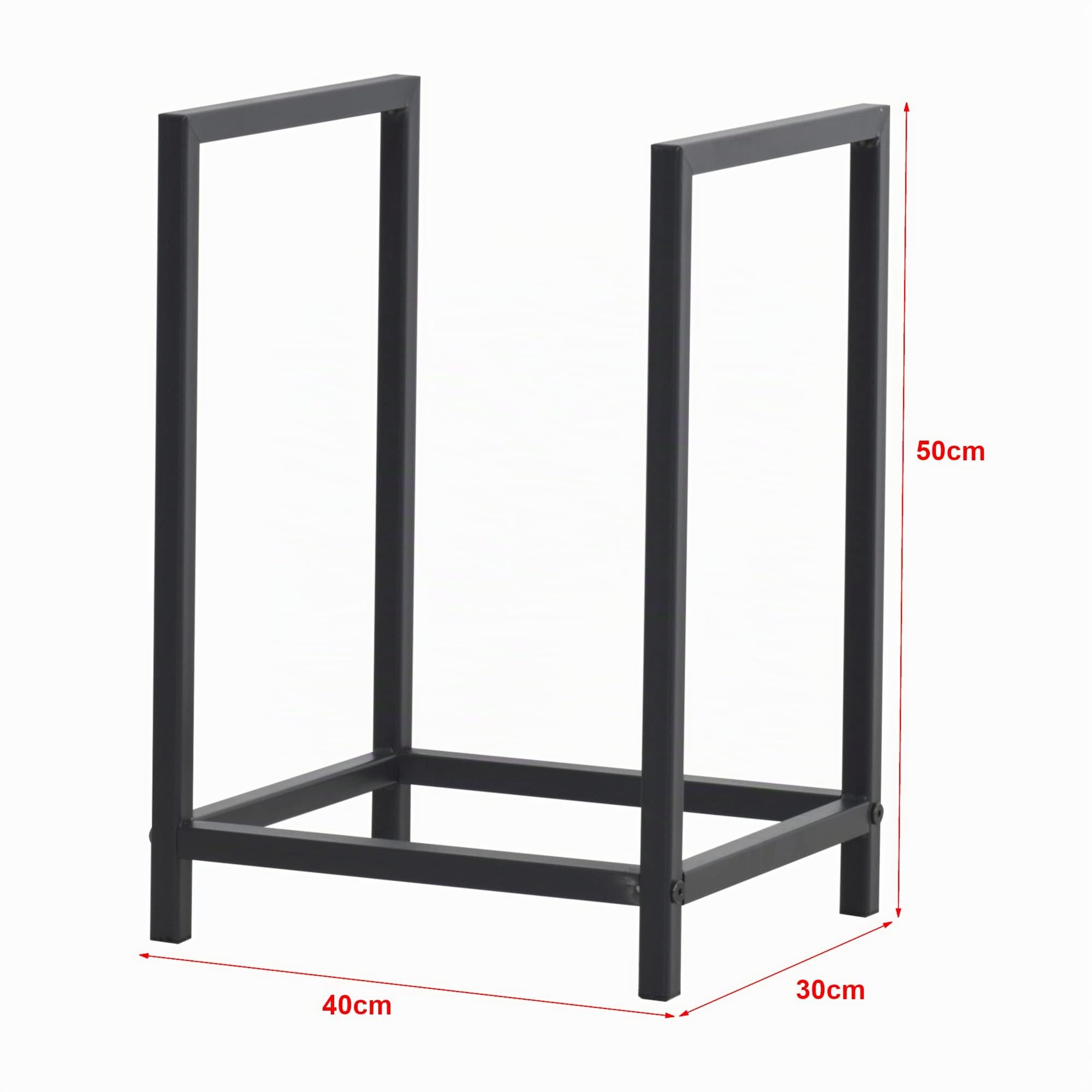 [en.casa] Range-Bûches pour Usage Intérieur Extérieur Porte-Bûches Design Support Rangement Bois de Chauffage Acier Laqué 40 x 30 x 50 cm Noir