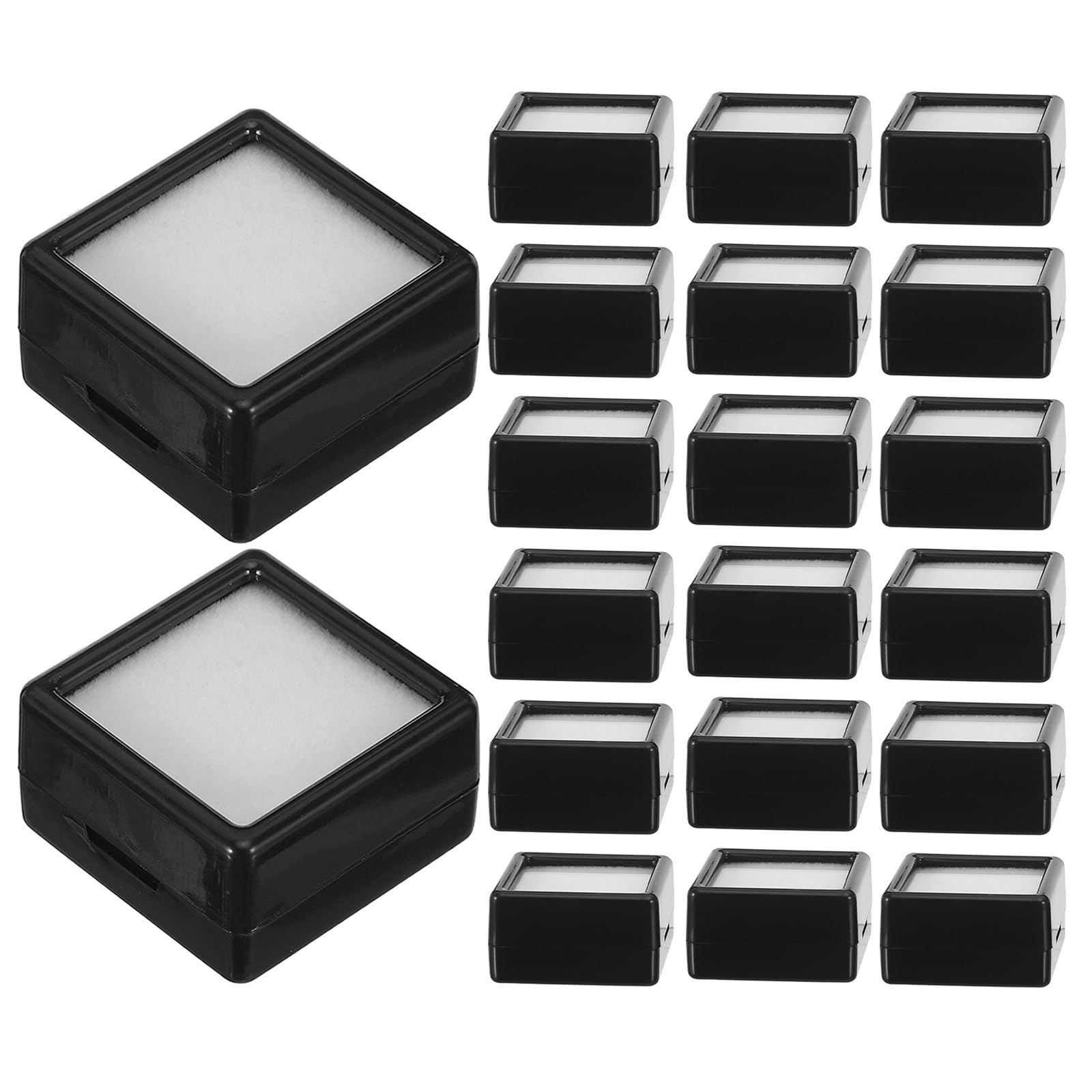 Amosfun 60 Pezzi Portagioie Espositivo Piccolo Coperchio Trasparente, Nero