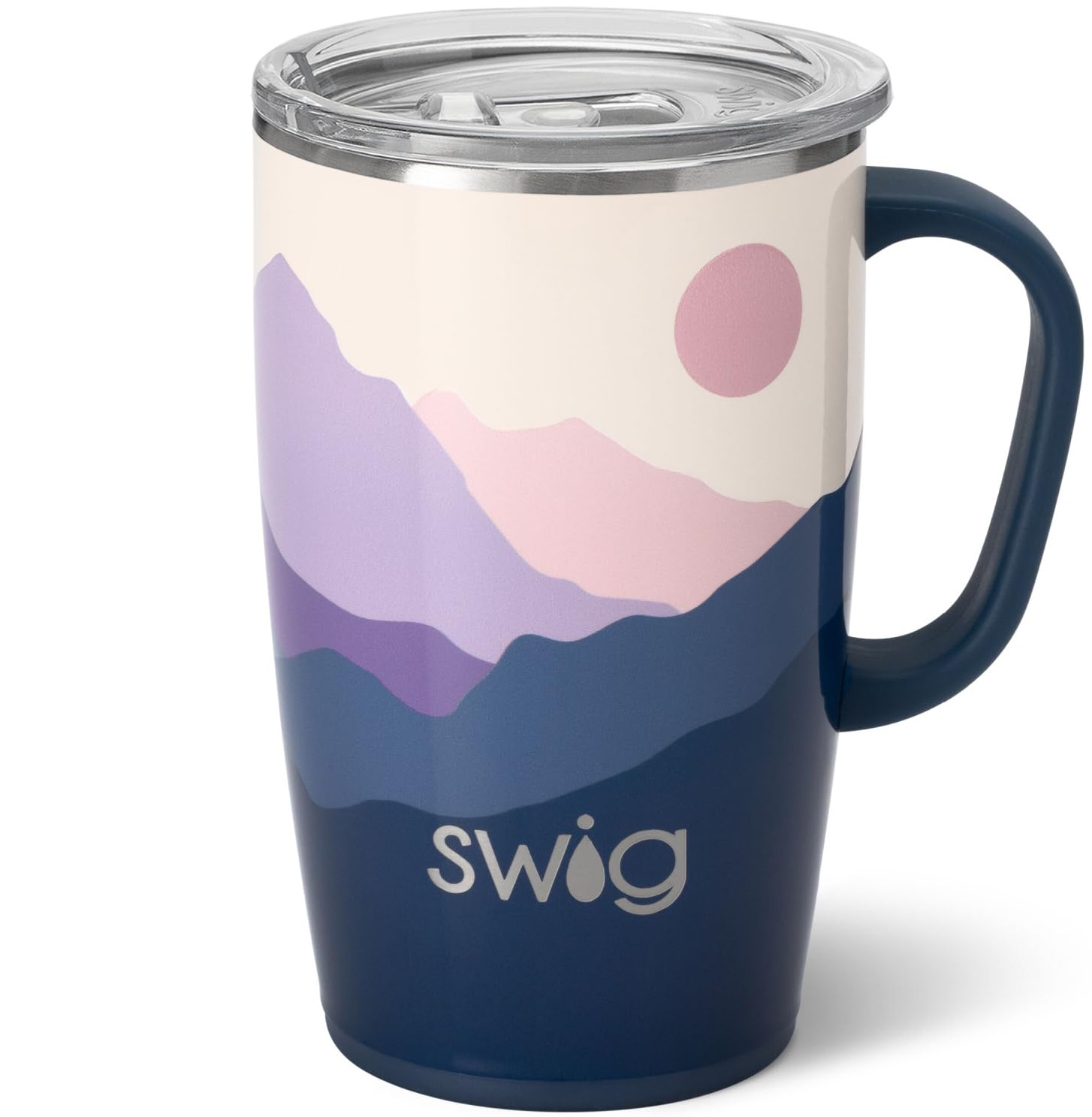 Swig Taza de viaje de 530 ml, con asa y tapa, apta para lavavajillas, de acero inoxidable, con tapa y asa (luz de luna)