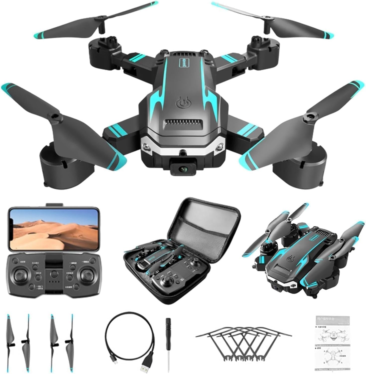 Drone with 4k Camera Foldable 1080P HD Drone with FPV Live Video, Gestures Selfie, Altitude Hold, One Key Take Off/Landing, 3D Series Flips, Headless Mode, Aerial For Kids and Adults
