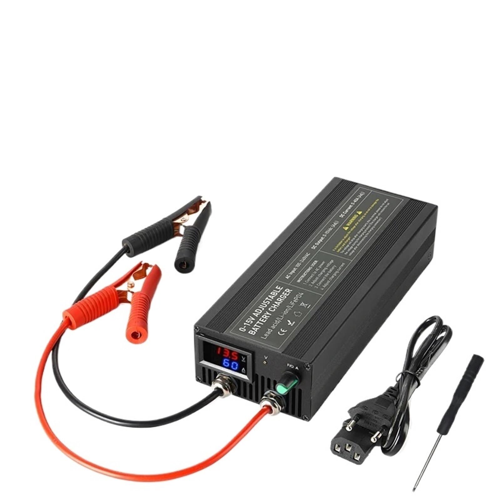 Chargeur de batterie haute puissance 14,6 V 60 A/85 A/100 A LCD Smart Chargeur universel Charge rapide pour courant et tension réglables de 0 à 15 V (CT100A avec clip)