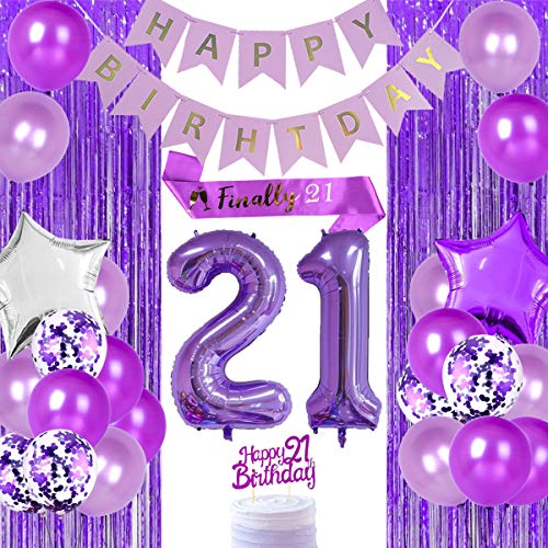 Fournitures anniversaire 21 ans violettes pour briser la monotonie des décors