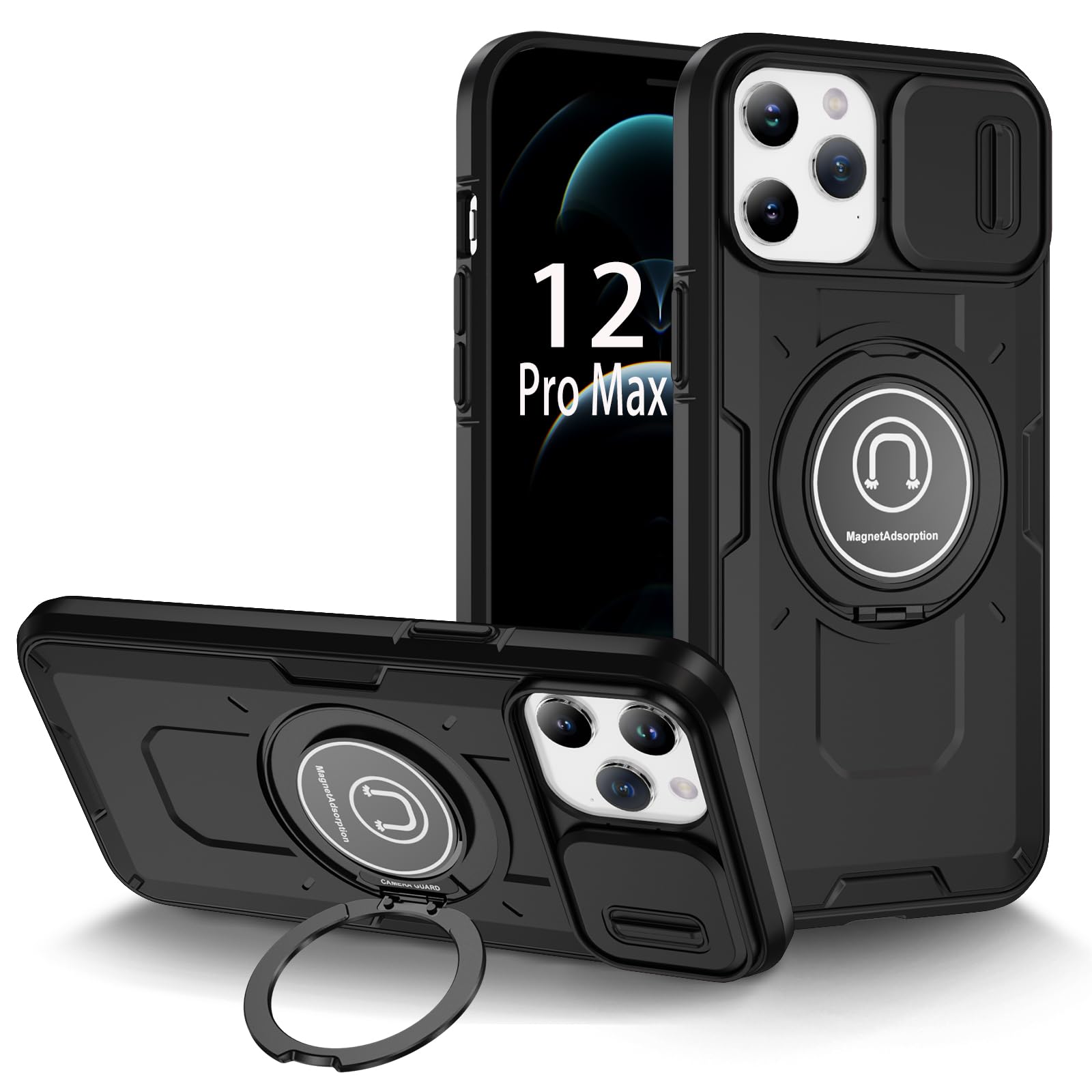 Amazon.co.jp: iPhone 12 Pro Max ケース リング付き スタンド機能 耐  