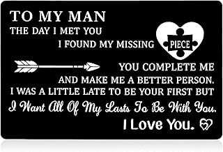 To Man Man Wallet Insert Card Engraved Love You Notes Christmas Gifts for Him Husband Stocking Stuffer Boyfriend Birthday Anniversary Valentines Gift for Men Fiance Groom Wedding Engagement Deployment