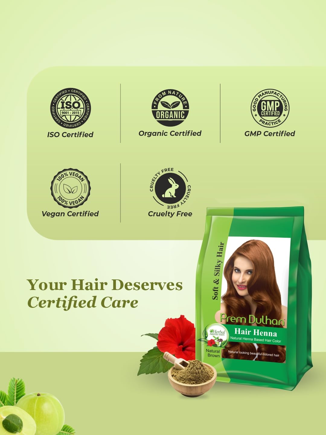 Prem Dulhan Hair Henna Natural Henna Based Hair Color |Natural Brown| -125 GRM Pack of 1 3