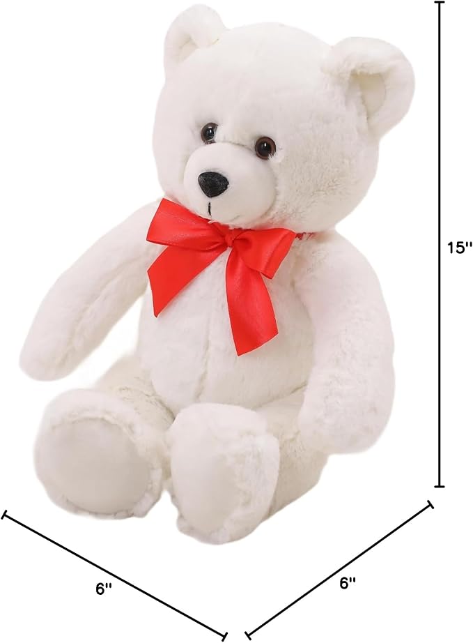 Peluche Oso Sentado Plushland 15 Pulgadas Suave Blanco miniatura 3