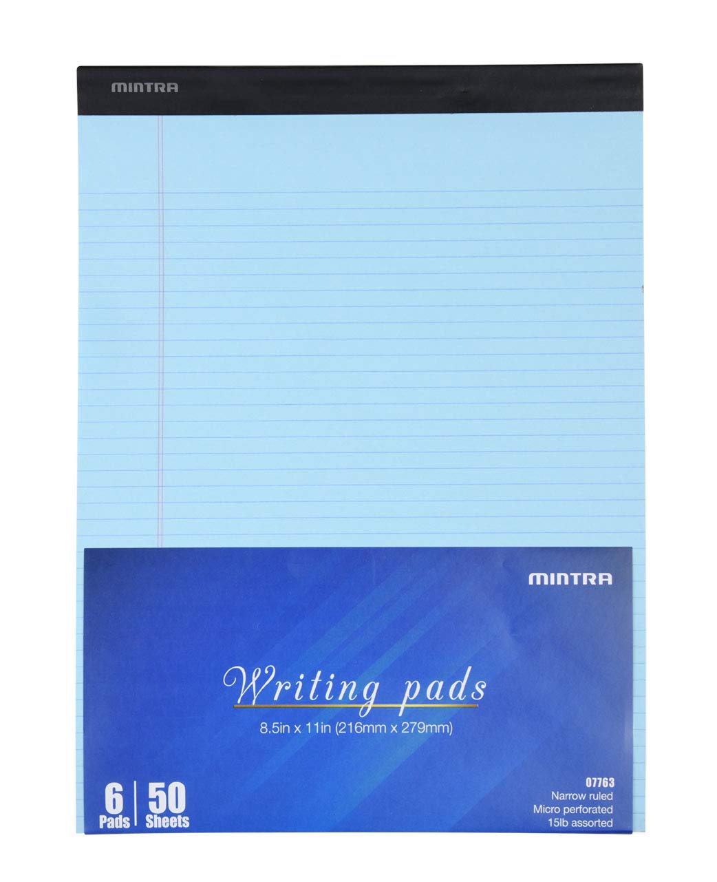 Mintra Office Bunte Legal Pads - Enthält 2 blaue, 2 rosa und 2 grüne Schreibblöcke, mikroperforierte linierte Blätter, ideal für den professionellen und persönlichen Gebrauch, 21,6 x 27,9 cm schmal