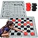 3-in-1 Vintage Giant Checkers, Tic, Tac, Toe, with Reversible Mat, 24 Chips, Family Board Game, Lawn Game, BBQ Party Favor, Indoor and Outdoor Activity for Kids and Adults