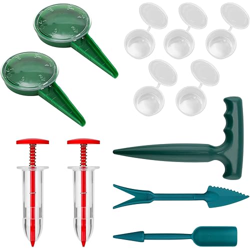 12pcs Mini Handheld Seed Spreader Kit, Small Planter Tool with Box Manual Seedlings Digger Hole Puncher Shovels Set Tiny Seeder Sower Dispenser Accessories for Vegetables Flowers Gardening Planting