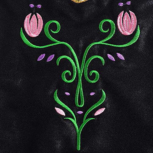 Collants de ginástica para meninas de manga comprida, fitas coloridas de leopardo rosa, Preto, 6-7 a