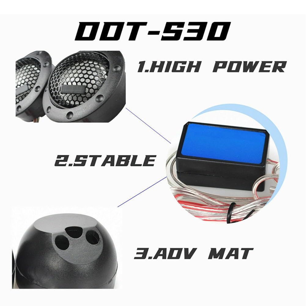 RichVibe Alpine DDT-S30 360 W 1" pour tweeters à dôme souple audio de voiture, 4 Ohm, sensibilité 91 dB, montage encastré/angulaire, pour systèmes 12-24 V