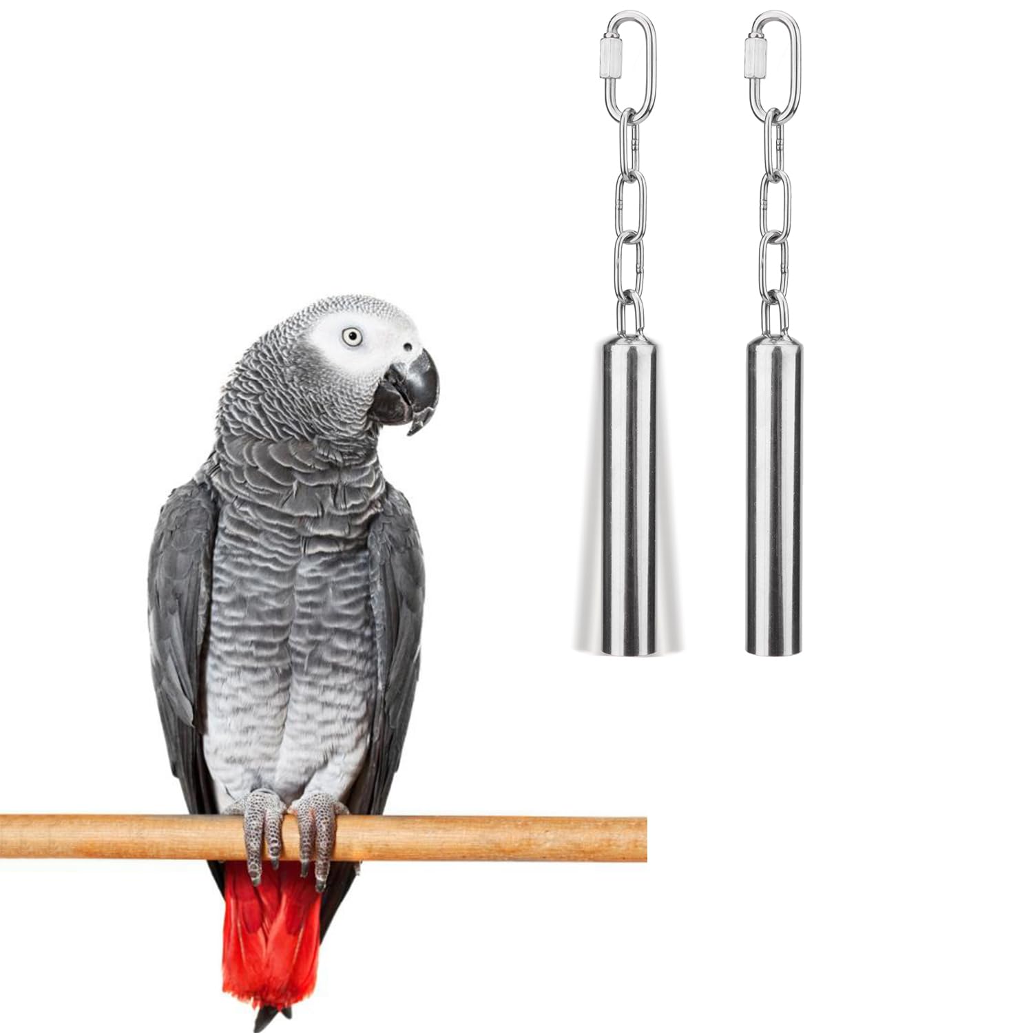 Hypeety Stainless Steel Bell Bird Toys Chew Toy for Parrot, Macaw, African Greys, Small Cockatoo, Parakeet, Cockatiels Heavy Duty Bird Cage Stand Toys