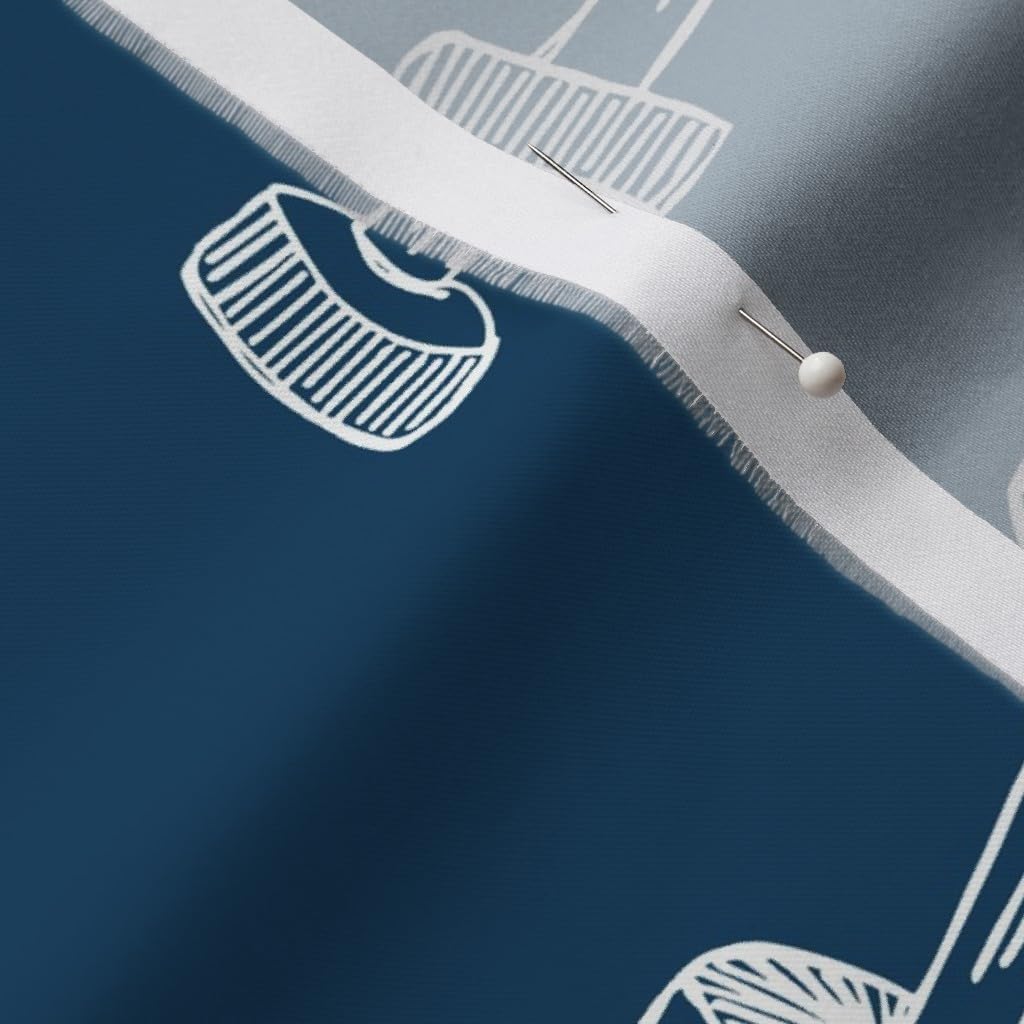 Spoonflower Fabric - Hand Fitness Blue Navy Indigo Sports Drawing Monochrome Gym Printed on Organic Cotton Sateen Fabric by The Yard - Sewing Quilting Apparel Home Decor