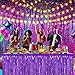 Allgala Purple Tinsel Table Skirt 2-Pack 29x108 Inch Metallic Foil Fringe Table Skirts for Party Event, Parade Float, Party Decoraton