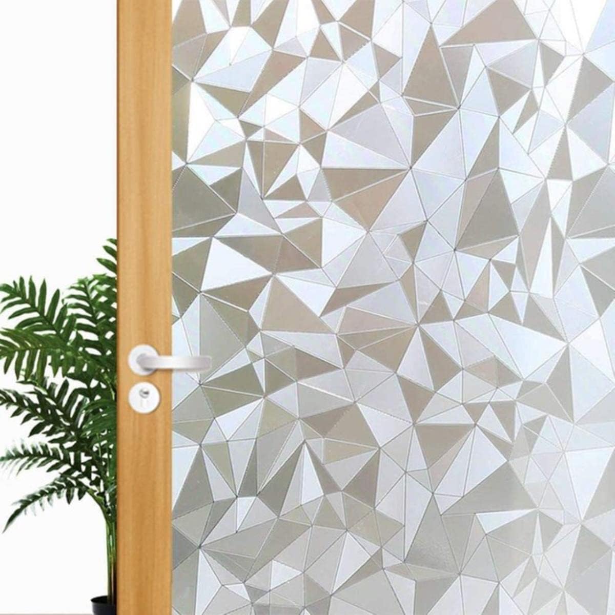 SIA VENDORS 3D Privacy Window Film,Glass Sticker, UV Sun Blocking Window Cling for Heat Control Frosted Bathroom Window Coverings (24 X 148 Inch, 3D Diamond Cut)