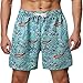 MEITING Pantalones Cortos De Playa Impresos Digitales En 3D Ocio Verano para Hombres Cortos,Pantalon Corto Hombre Deporte Bermudas Bolsillos con Solapa del Basculador,Verde,XL