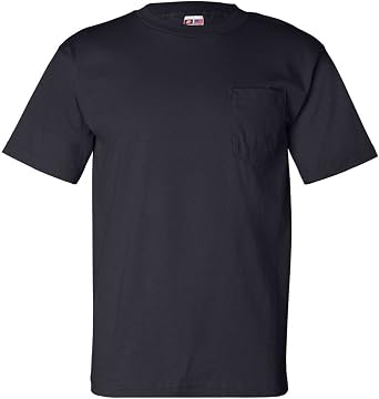 Bayside Mens Classic Style Heavyweight Pocket T-Shirt, Navy, X-Large