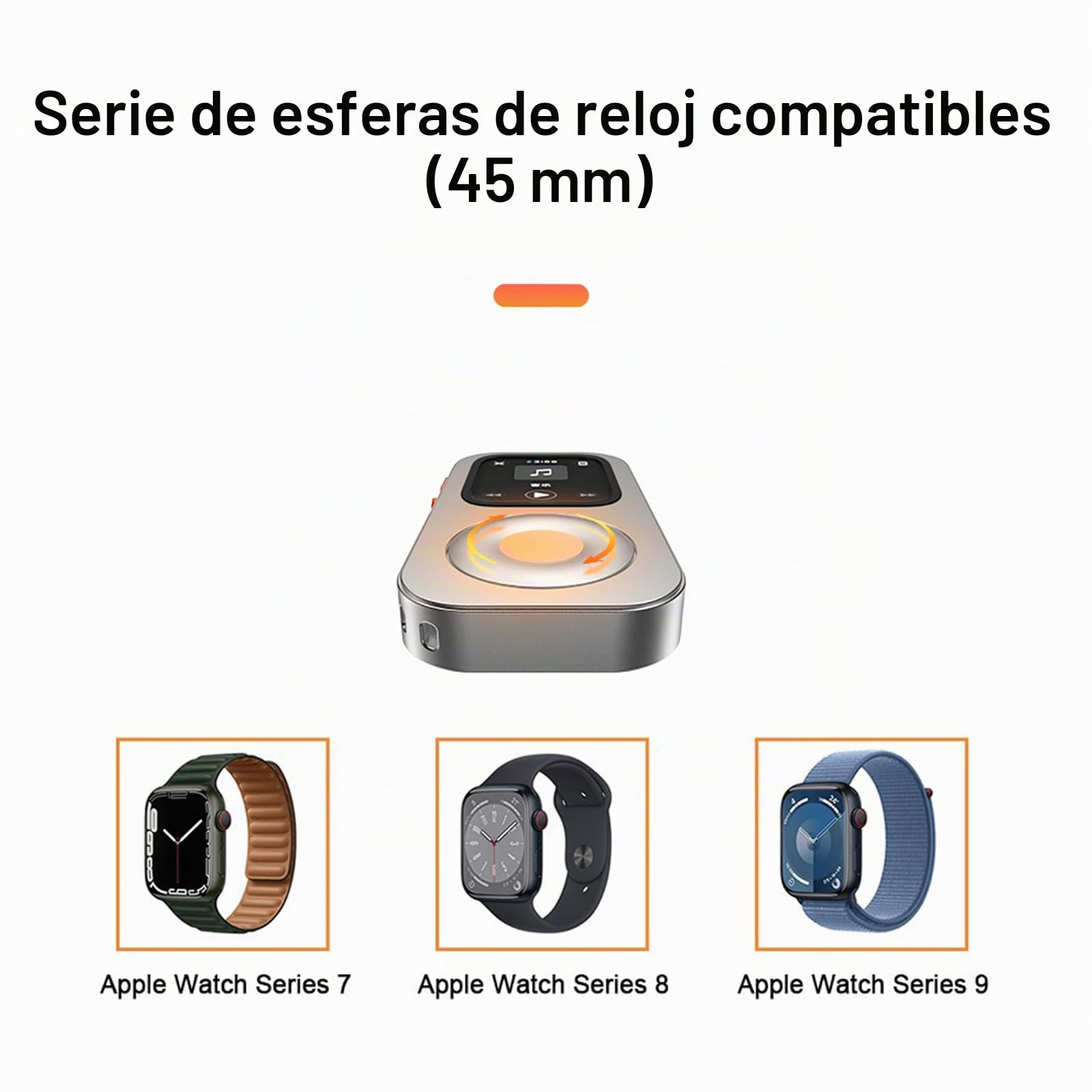 Funda Protectora de Aleación de Aluminio Estilo Retro iPod para Apple Watch Series 7/8/9, con Rueda de Clic, Kit de Reproductor de Música Compatible con AirPods, para iWatch 45 mm