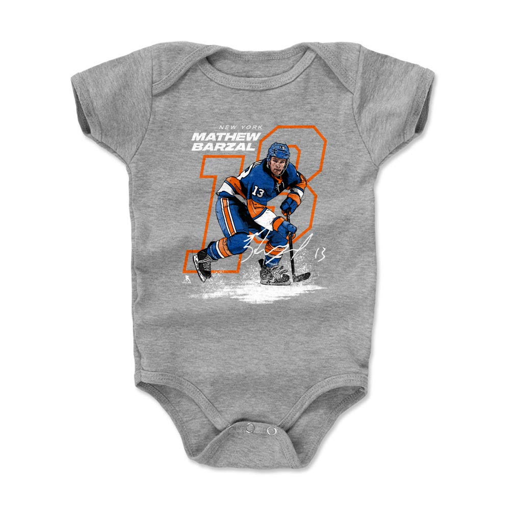 Mathew Barzal Baby Infant One Piece Bodysuit (18M, Heather Gray) - Mathew Barzal Offset O WHT