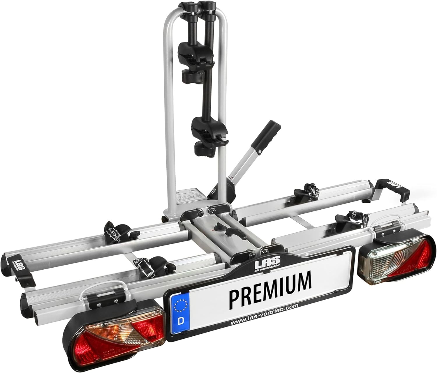 LAS 12011LAS Fahrradträger PREMIUM, für E-Bikes geeignet + EUFAB 16412 Universal Wandhalterung für Fahrradträger