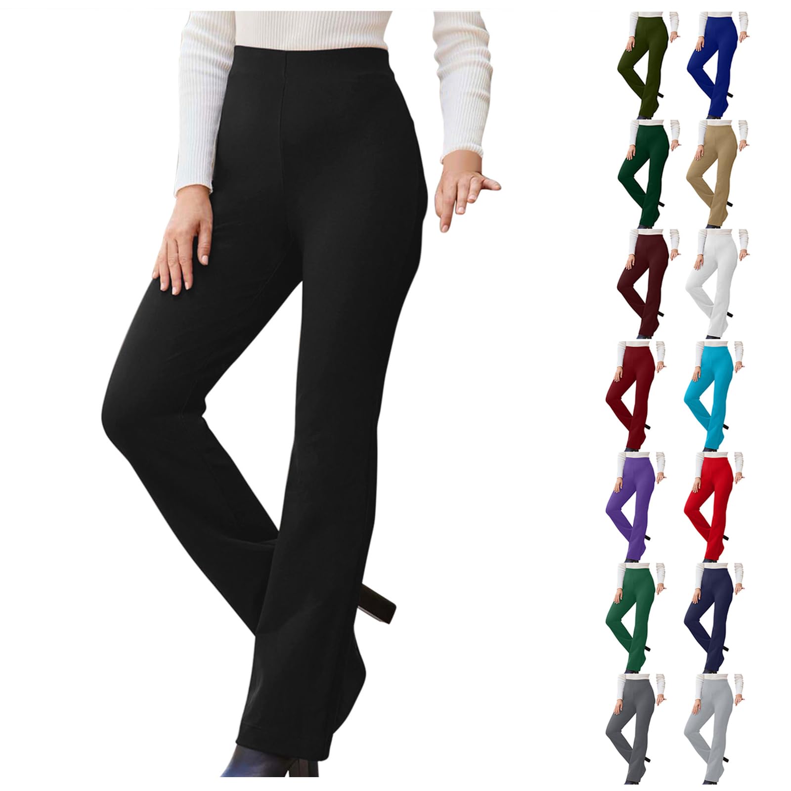 Womens Dress Pants Stretchy Work Pants Business Casual Pant Slacks High Waist Office Trousers Bootcut Flare Leggings