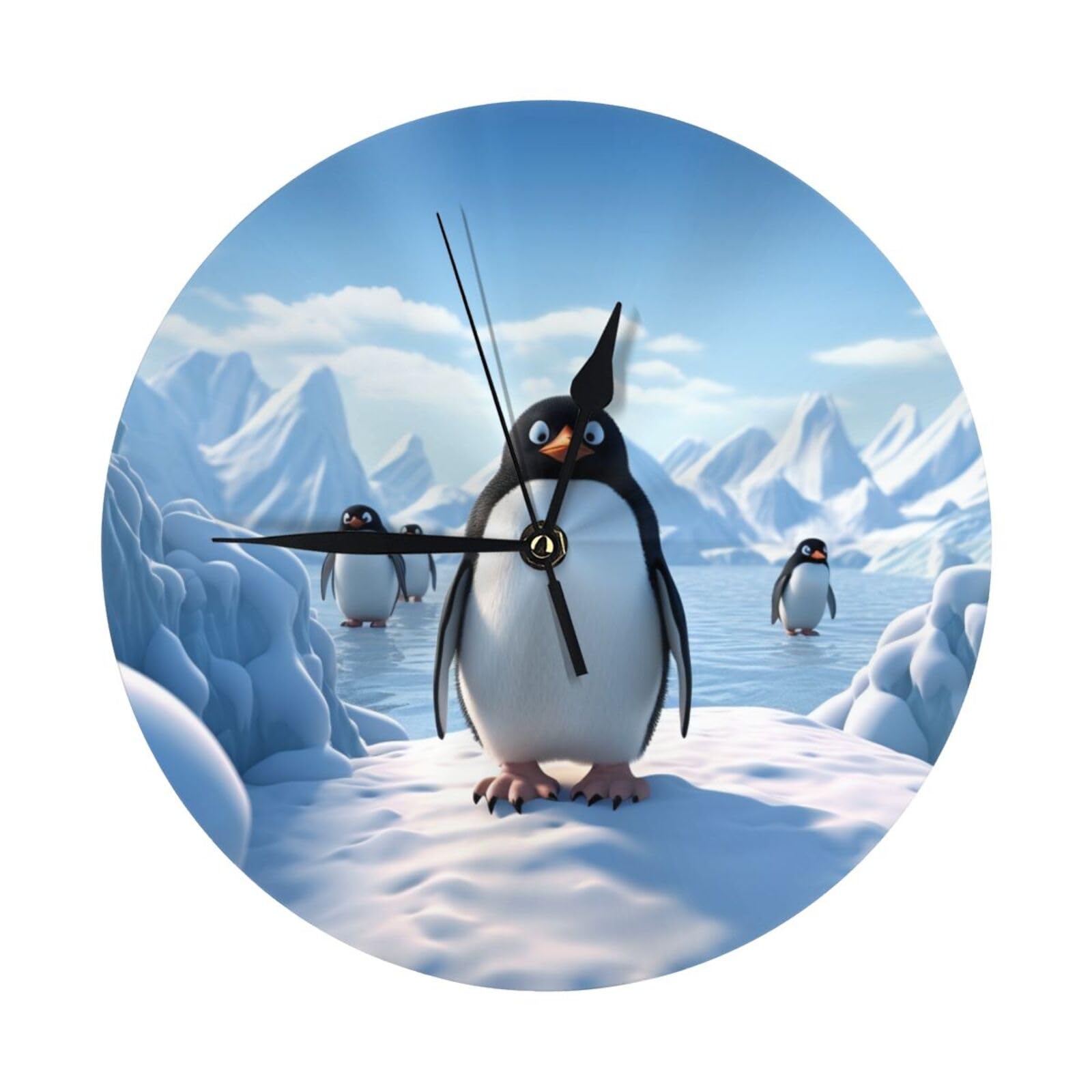 Horloge murale pingouin silencieuse pour chambre d'enfant