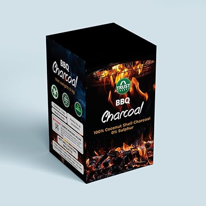 TrustBasket Charcoal Briquettes (5kg) with Free Starter Cubes | Eco-Friendly Koyla for Cooking & Barbeque | Low Smoke BBQ Coal for Barbeque Grill