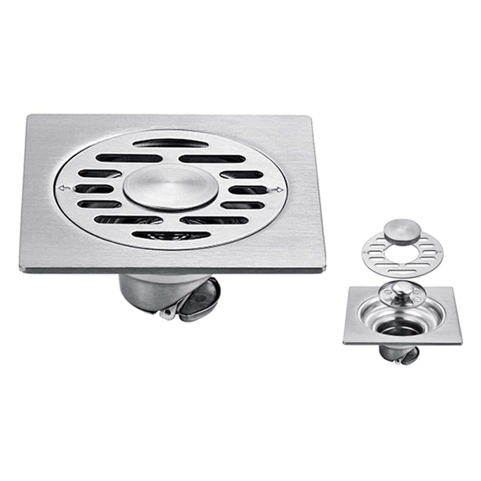 Floor Drain Floor Drain Cover Silver&Black Invisible Shower Drain/Bathroom Balcony Use Brass Material Rapid Drainage Tile Insert Square Drains(2cm Self Sealing)