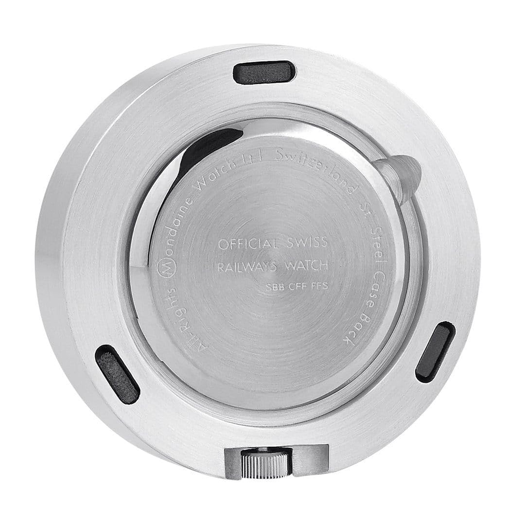 Mondaine Magnes A660.30318.81SBB zegar stołowy 50 mm - oficjalny zegar magnetyczny koleje szwajcarskie aluminiowa obudowa czerwona druga ręka, Srebrny, 4 x 5 x 5 cm, Klasyczny