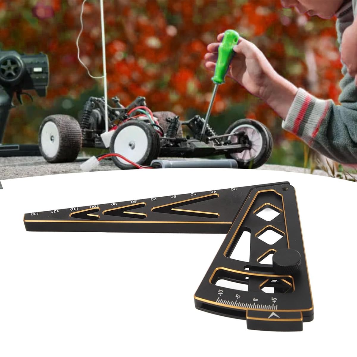 Linijka do pomiaru pochylenia kół RC Car Adjustable Camber Gauge do modeli uniwersalnych RC Crawlers 1/10 1/8 1/7 Narzędzie do wyrównywania w kolorze czarnym i złotym